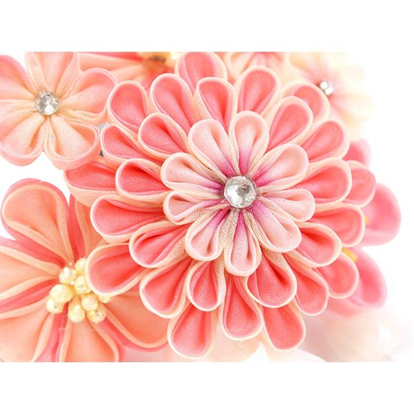 七五三 髪飾り ちりめん 3歳 7歳 ピンク 菊 髪かざり 梅 つまみ細工