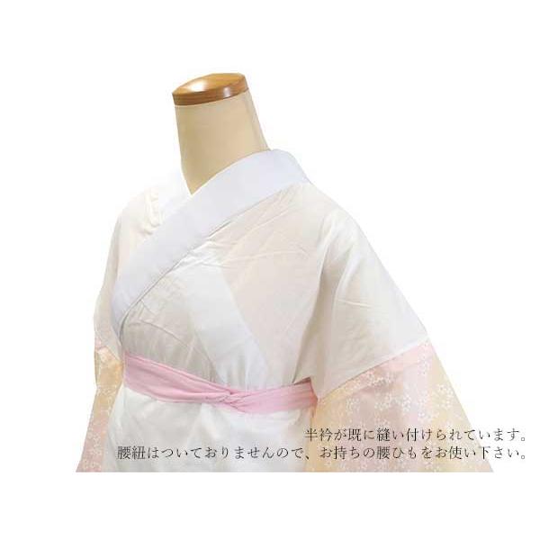 長襦袢 二部式 オレンジピンク ぼかし 小花 襦袢 Mサイズ 半衿付き
