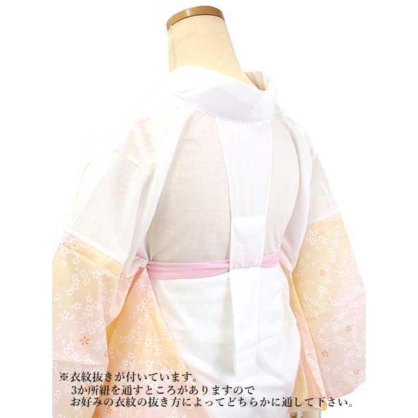 長襦袢 二部式 オレンジピンク ぼかし 小花 襦袢 Mサイズ 半衿付き