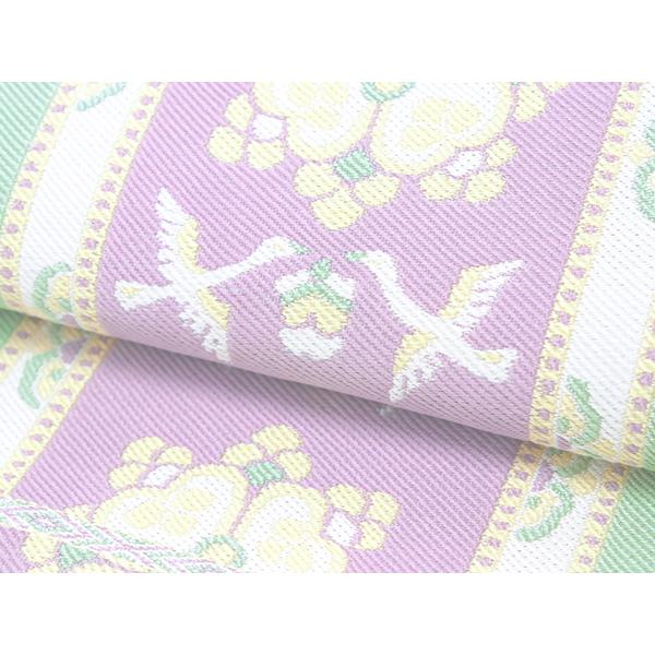 名古屋帯 正絹 新品 未仕立て 仕立てつき 西陣織 反物 白 花 鳥 六通 