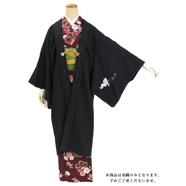 羽織 着物 女性 レディース 長羽織 ロング丈 黒 猫 永楽屋 Lサイズ は  