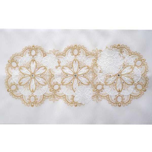 半衿 刺繍 振袖 ホワイト ゴールド レース ドイリー ラインストーン