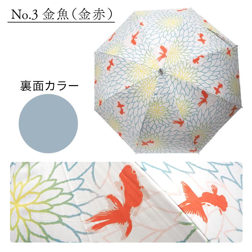 長日傘 晴雨兼用 UVカット 4種類 おしゃれ 和柄 モダン 藤 ミモザ 金魚