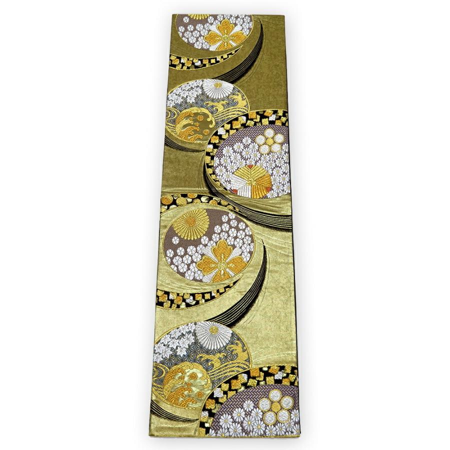美品 引箔 六通柄 袋帯 花丸文／金地（b3405043-2247rym）