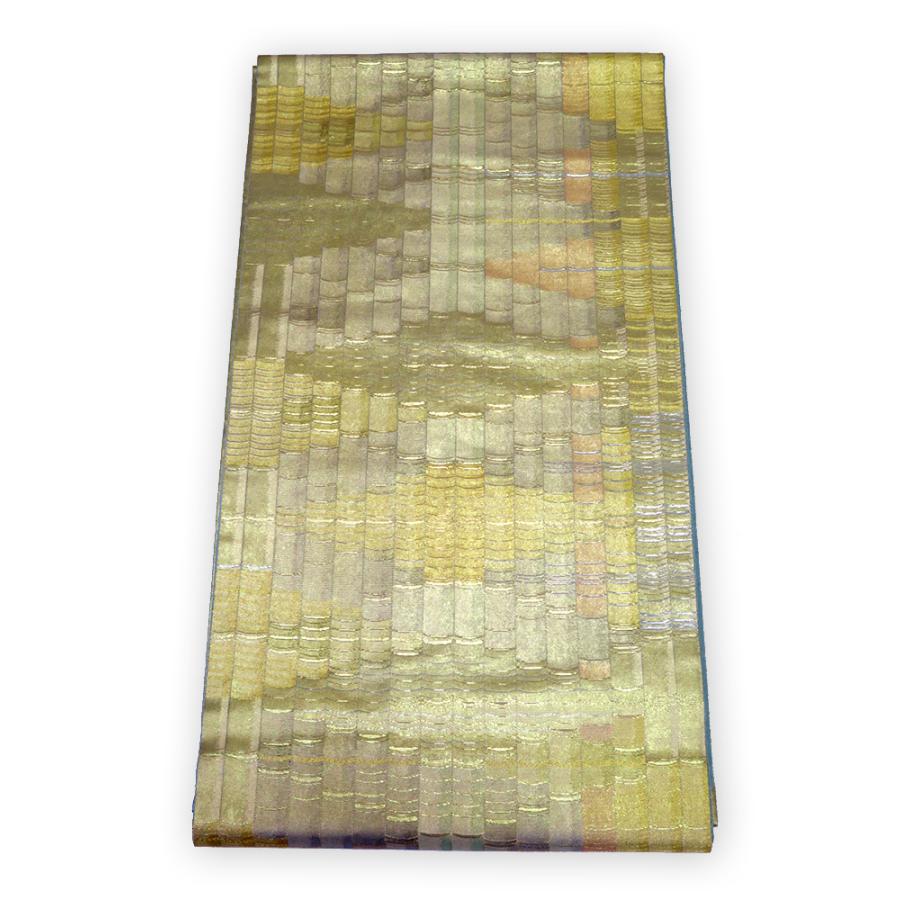 中古】美品 長嶋成織物 瀞金錦 本金箔 「聚彩文」 六通柄 袋帯／薄金 