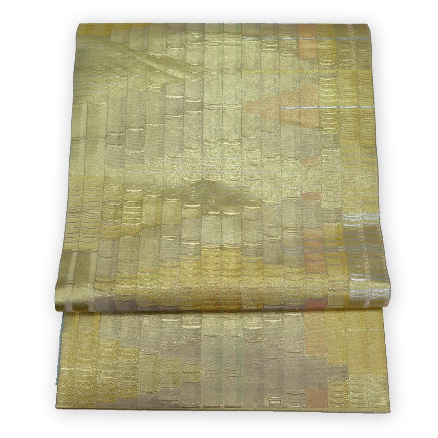 中古】美品 長嶋成織物 瀞金錦 本金箔 「聚彩文」 六通柄 袋帯／薄金 