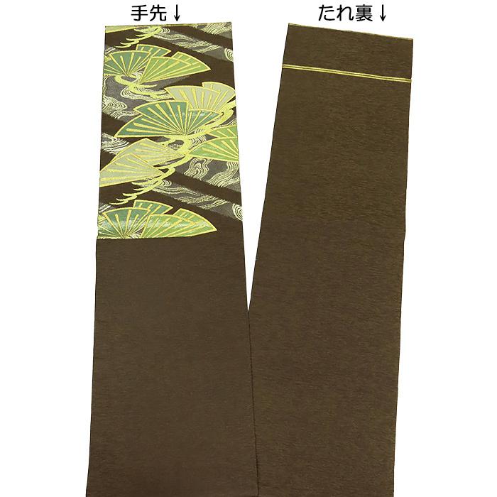 中古】美品 川島織物 六通柄 袋帯 松扇文様／焦げ茶・金（b3541710 