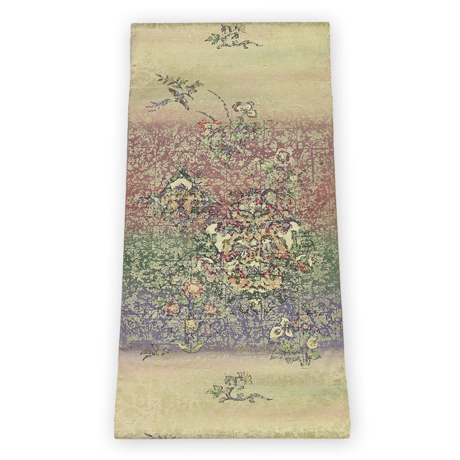 中古】美品 石川県指定無形文化財 牛首紬 全通柄 袋帯（b3552976 