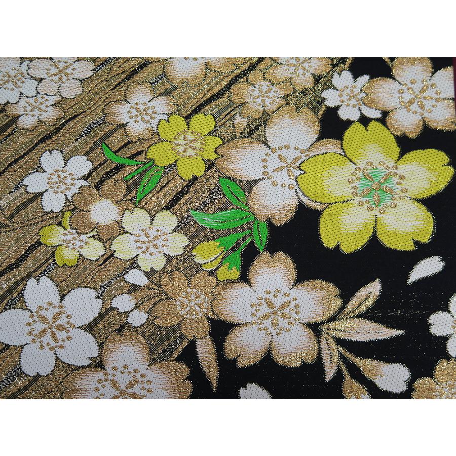中古】美品 振袖用 六通柄 袋帯 桜花文様／黒・金（b3563248-3097trym 