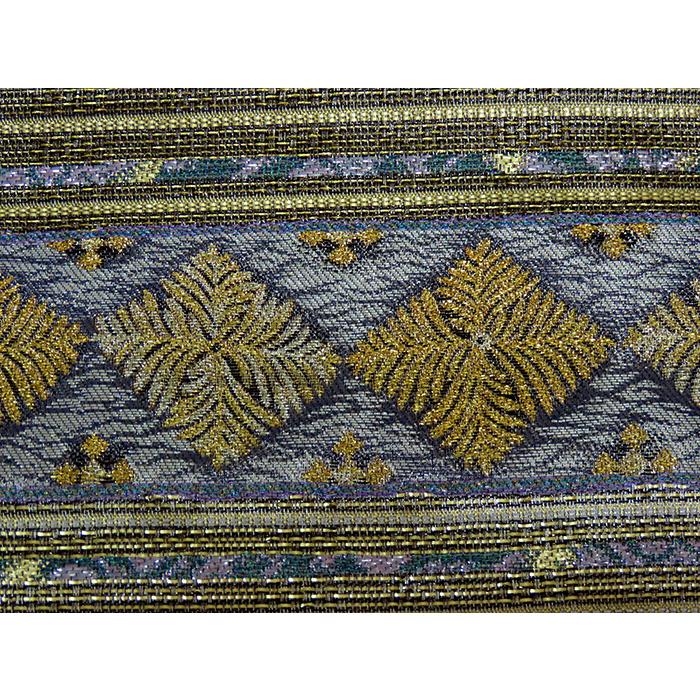 中古】美品 六通柄 しゃれ袋帯 横段松葉文様／緑色系（b3580214 