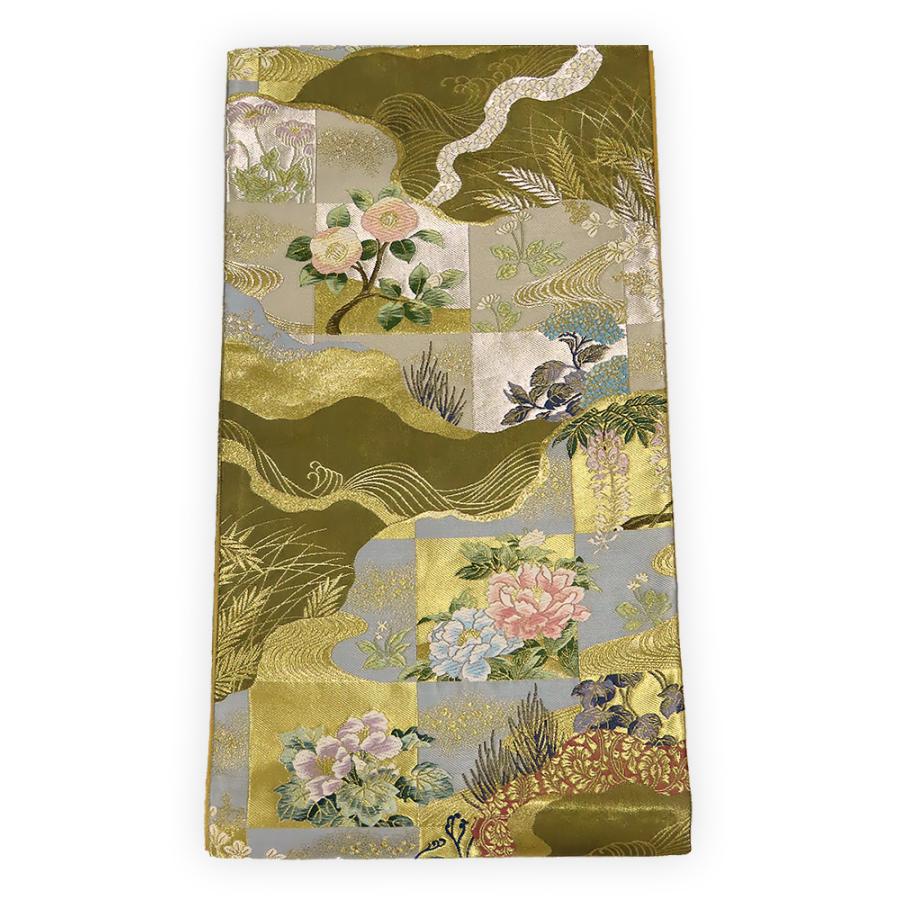 中古】美品 六通柄 袋帯 道長格子文様 金・銀（b3620866-3193rym  