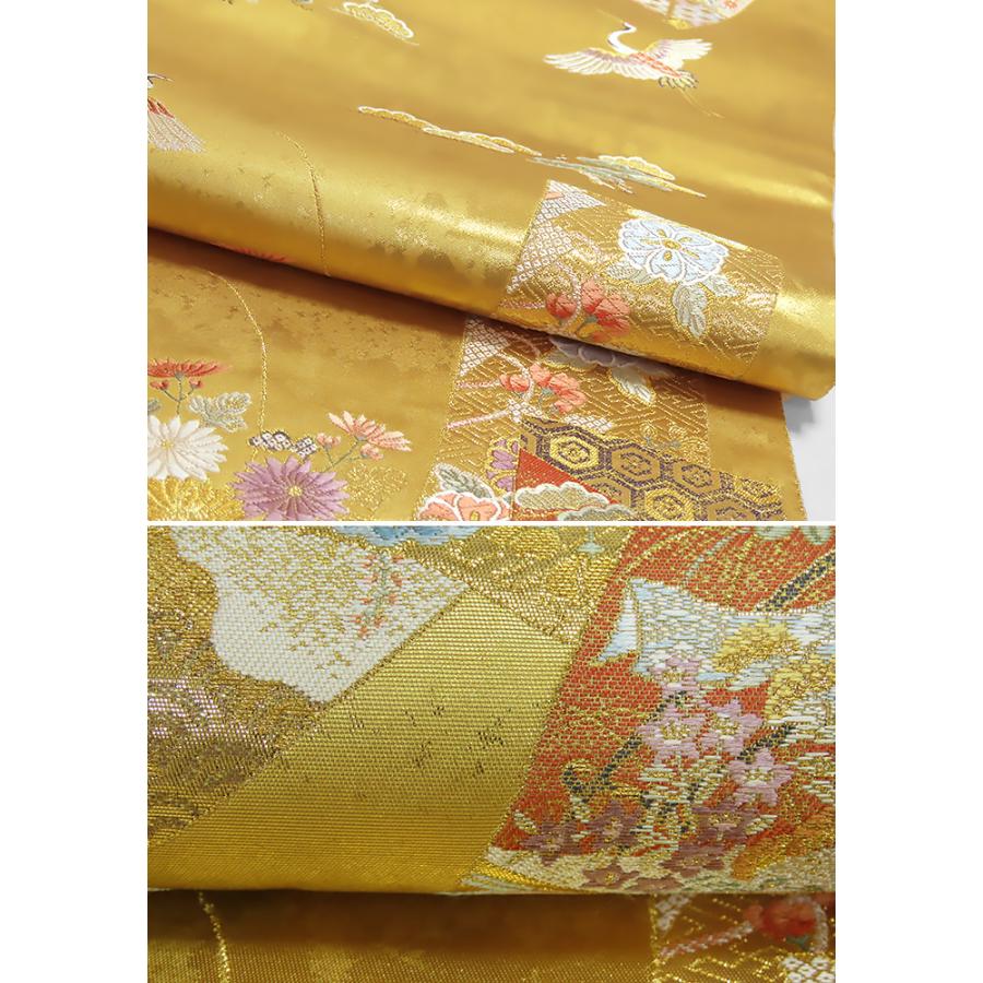 中古】美品 本金箔 瀞金錦 長嶋成織物 ながしま帯 お太鼓柄 袋帯 短冊  