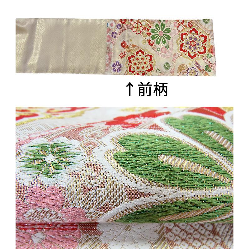 袋帯 正絹 振袖 花文様 茶系 ll2183b-
