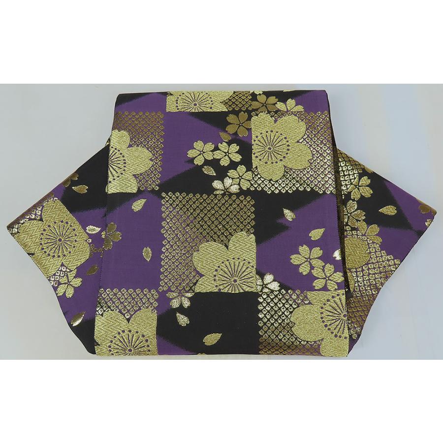 中古】美品 振袖用 六通柄 袋帯 桜 市松 鹿の子 長め : b3686534 
