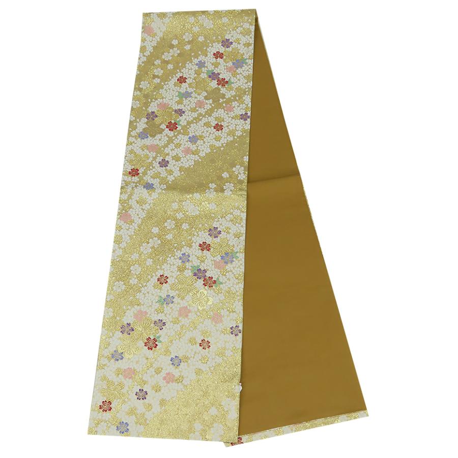 袋帯 振袖用 六通柄 金 白 桜 【中古】美品 b3754868-3390rym