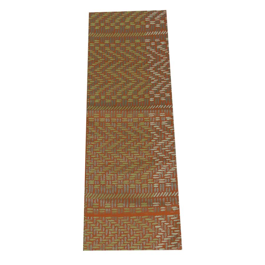 川島織物 名古屋帯 開き仕立て 赤茶 368cm 【中古】美品 b3798022 