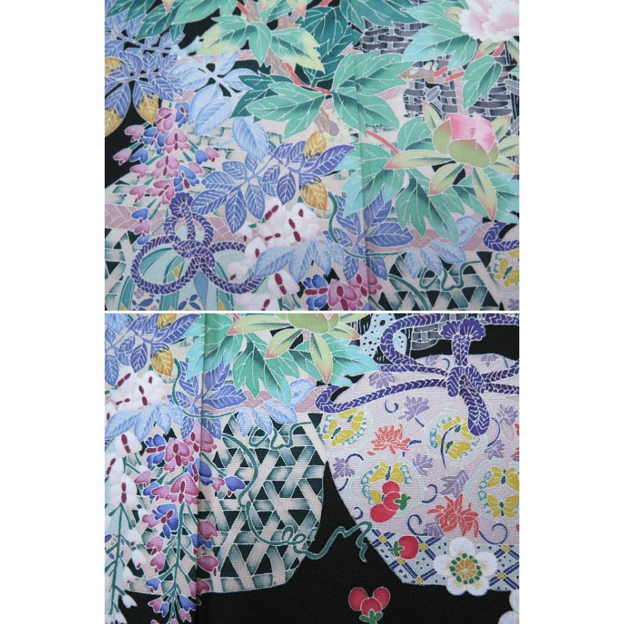 □【中古】美品 本場加賀友禅 魚津誠 作 黒留袖 三つ柏 ハギレ □【中古】美品 本場加賀友禅 魚津誠 作 黒留袖 三つ柏 ハギレ