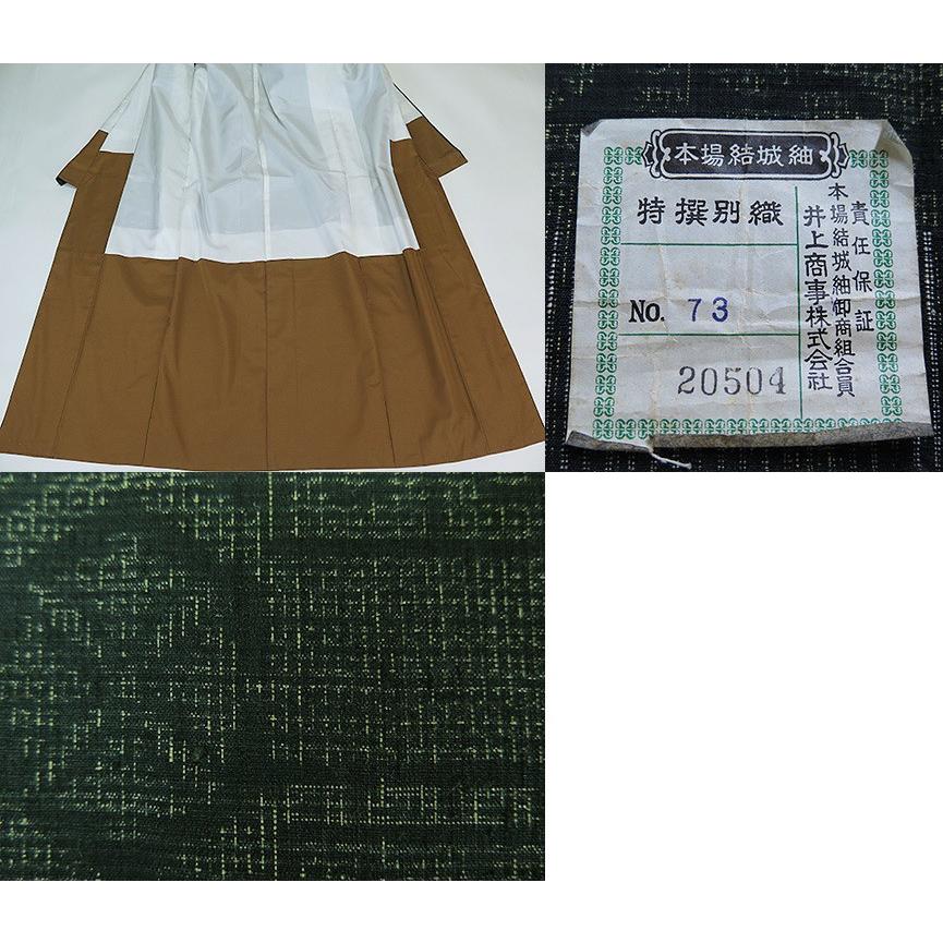 □【中古】 美品 重要無形文化財 本場結城紬 100亀甲 証紙あり 