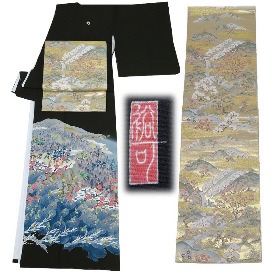 黒留袖 加賀友禅 西川永良作（岩手富士）　未仕立 黒留袖 加賀友禅 西川永良作（岩手富士）未仕立