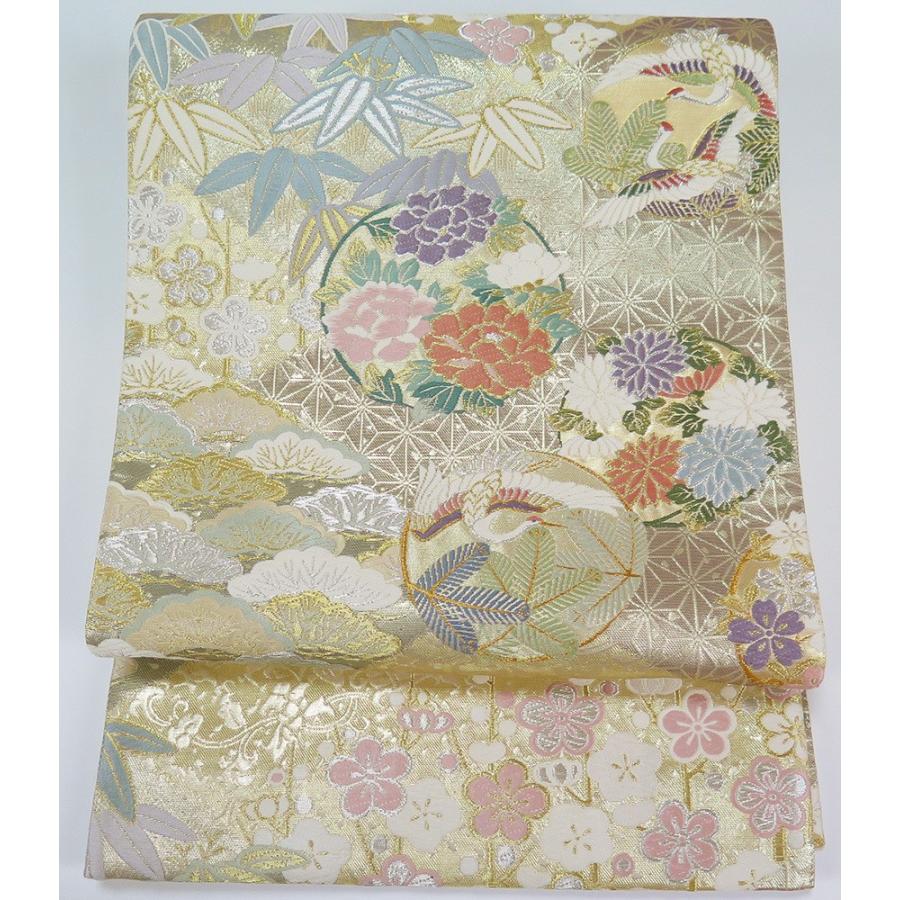 □2点セット 【中古】 美品 正絹 振袖 六通柄 袋帯 （k3282682