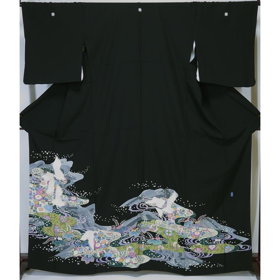 中古】美品 本場加賀友禅 泉広治 作 黒留袖 丸に違い鷹の羽 （k3320100  