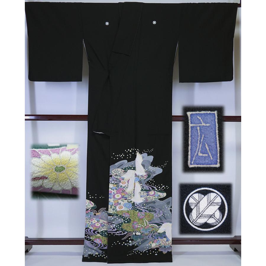 中古】美品 本場加賀友禅 泉広治 作 黒留袖 丸に違い鷹の羽 （k3320100  