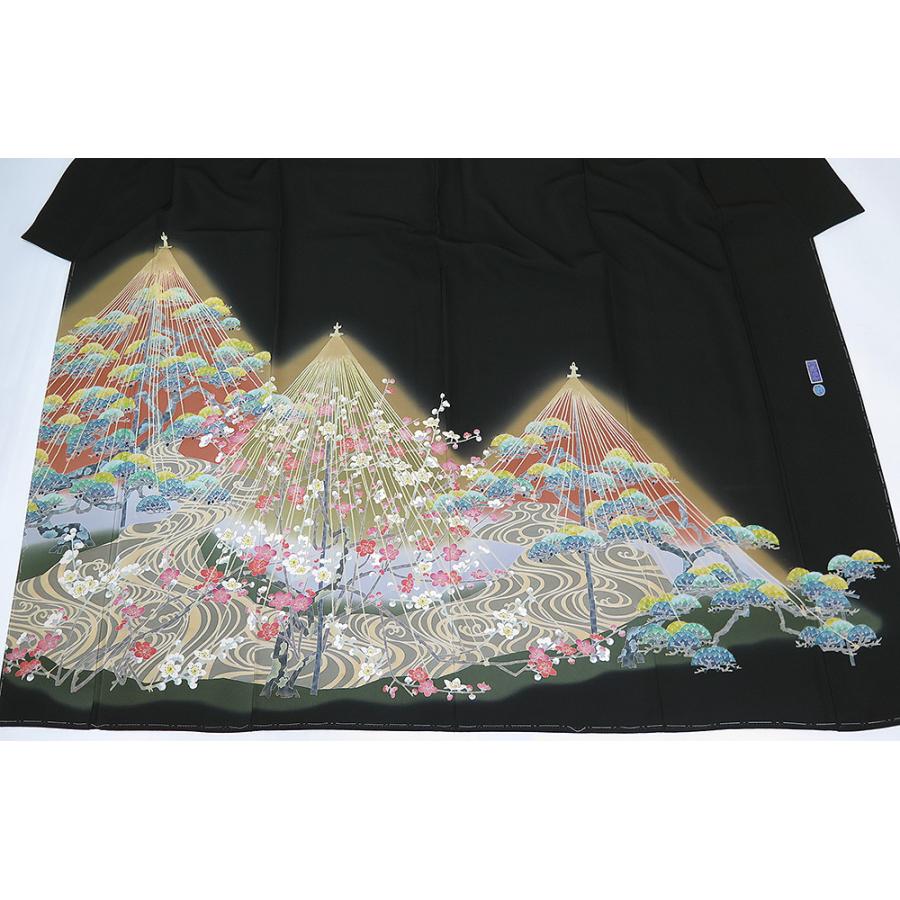 中古】美品 本場加賀友禅 百貫華峰 作 黒留袖 片喰 ハギレなし 中古】美品 本場加賀友禅 百貫華峰 作 黒留袖 片喰 ハギレなし