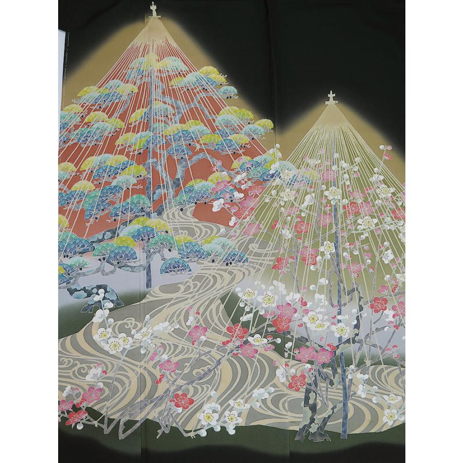 中古】美品 本場加賀友禅 百貫華峰 作 黒留袖 片喰 ハギレなし 中古】美品 本場加賀友禅 百貫華峰 作 黒留袖 片喰 ハギレなし