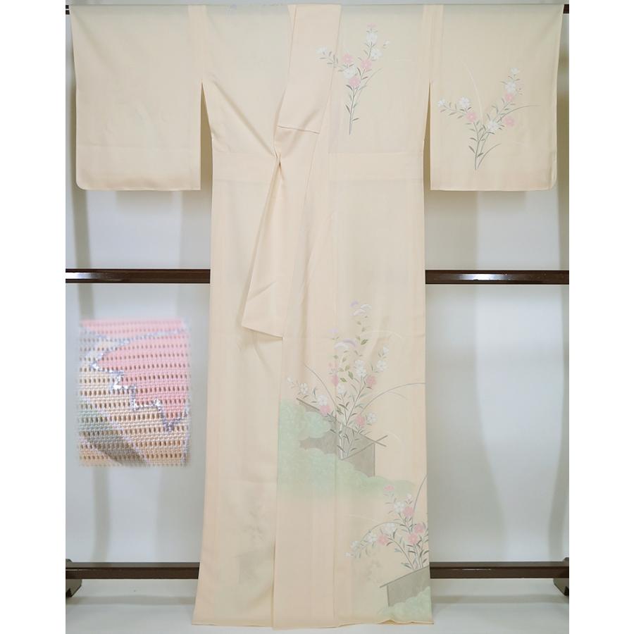夏物 【中古】 美品 絽 付下げ 若向き 居敷当なし 肌色 （k3416094 