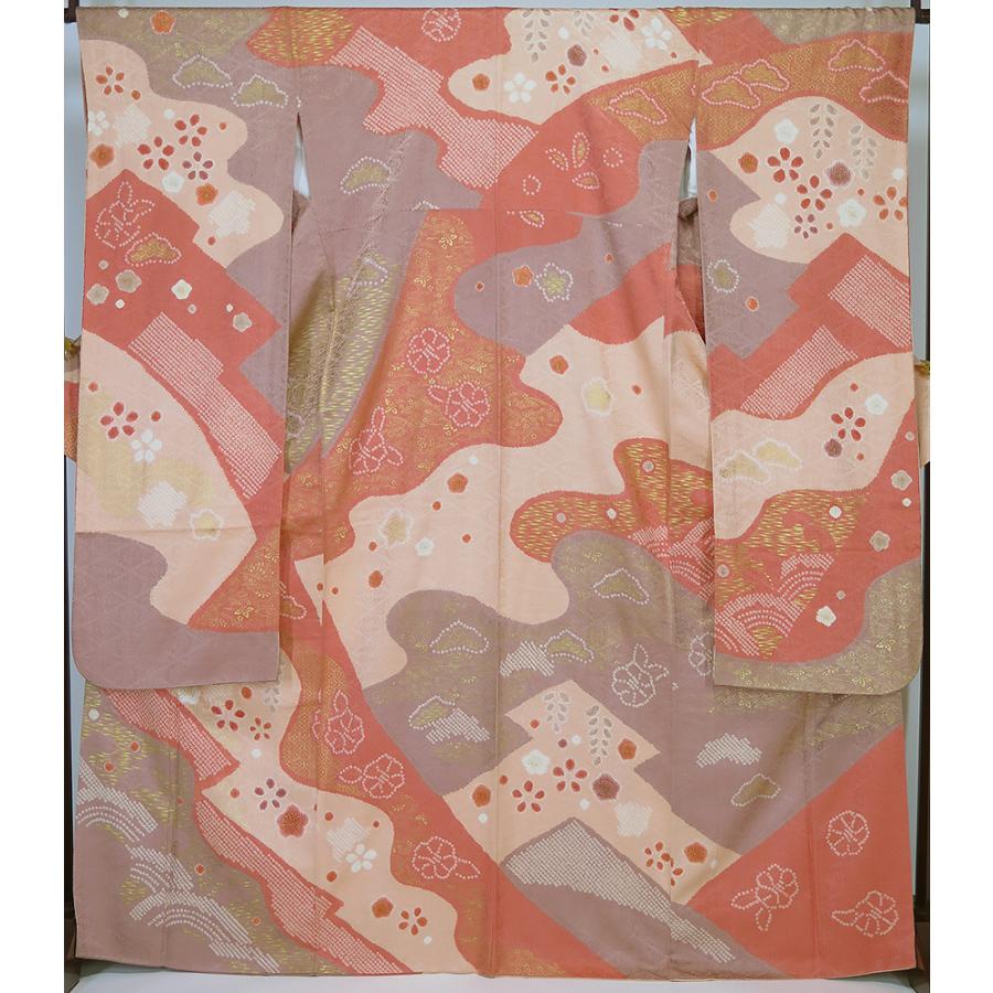 中古】美品 紋綸子 絞り 振袖 ピンク系 （k3502773-2809rym） : きもの