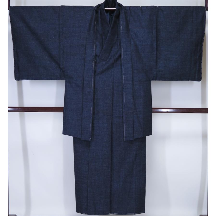 対応身長170cm前後 誂え流れ 未使用品 紳士 重要無形文化財 本場結城紬 