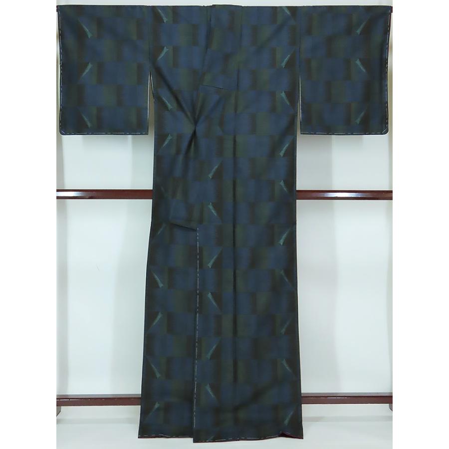 横双大島紬 特横双絣 紺系 身丈164cm 裄64cm 証紙なし【中古】美品 