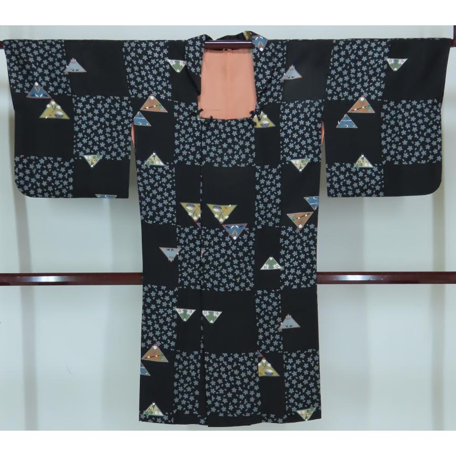 道行コート 被布衿 裄66.5cm 身丈114cm 黒【中古】美品 k3855213  