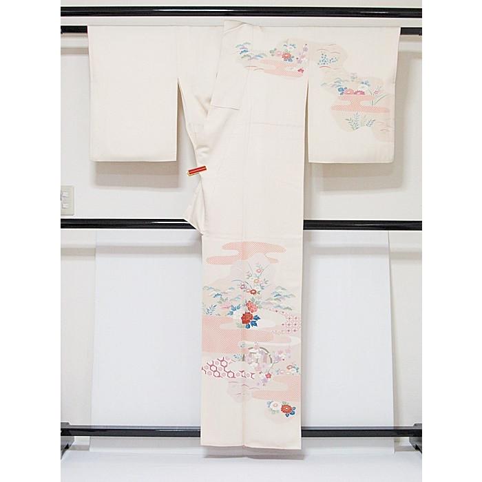 訪問着 刺繍 刷疋田 ヱ霞 吉祥花 159cm前後 優品