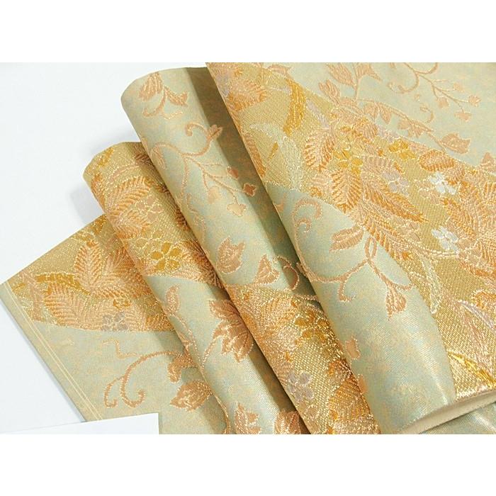 未使用】錦袋帯 御簾文に鳳凰 花菱華紋 美品 （錦袋帯 正絹 波取りに松 