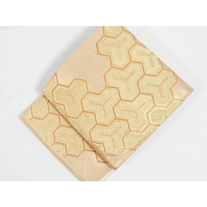 錦袋帯 正絹 毘沙門亀甲 金 美品