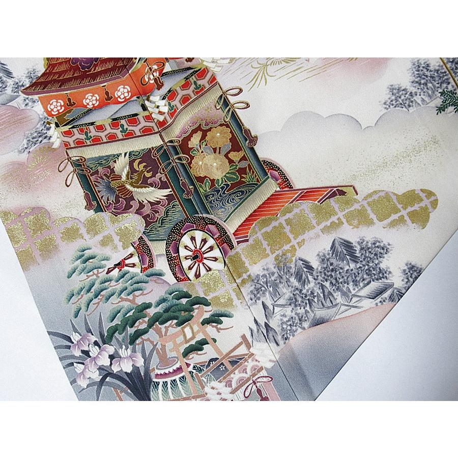 色留袖 正絹 一越 比翼付き 祇園祭 山鉾巡行絵図 162cm前後ベスト 優品 