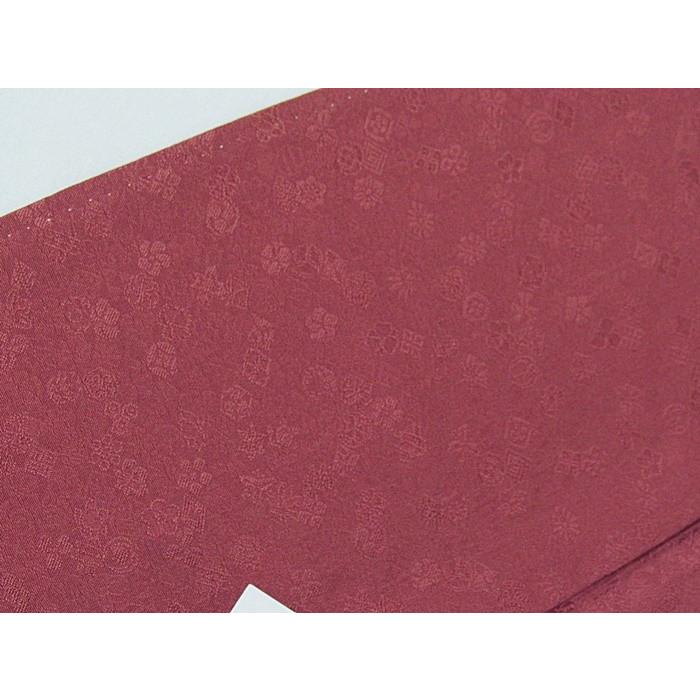 色無地】袷 1つ紋／紋綸子 共色八掛 紋尽くし／臙脂系☆151cm前後  