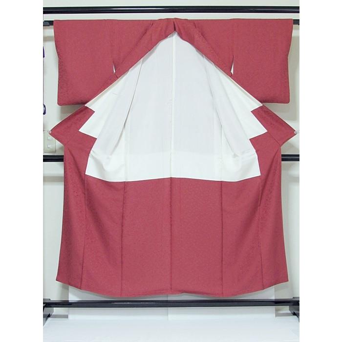 色無地】袷 1つ紋／紋綸子 共色八掛 紋尽くし／臙脂系☆151cm前後