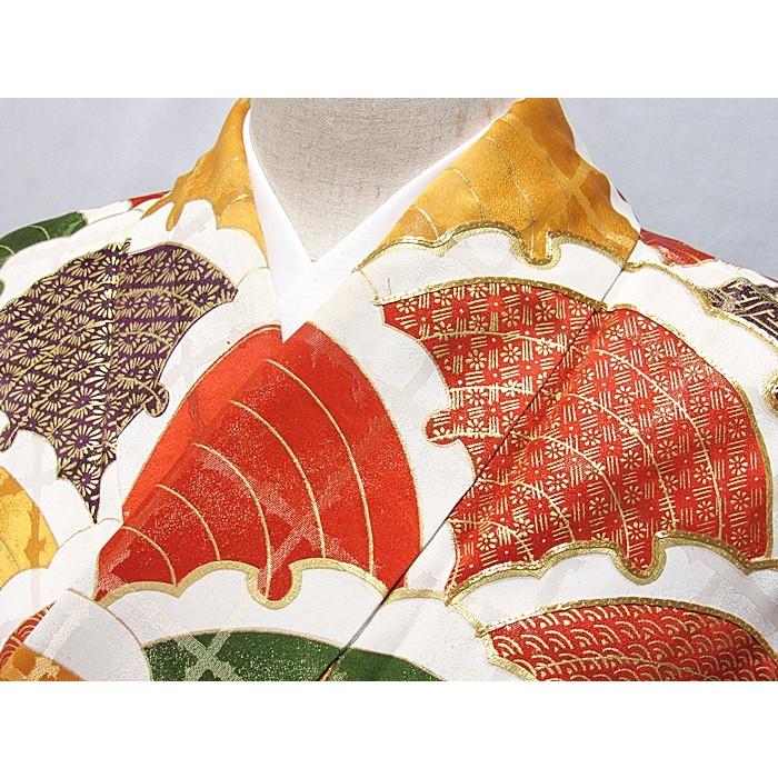 振袖 正絹 綸子 金通し生地 総エバ 雪輪 青海波 刺繍(金駒) 小紋箔 