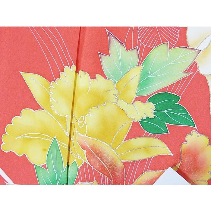 附下げ】袷着物 カトレア／160cm前後ベスト☆朱赤【美品】 : kimono 