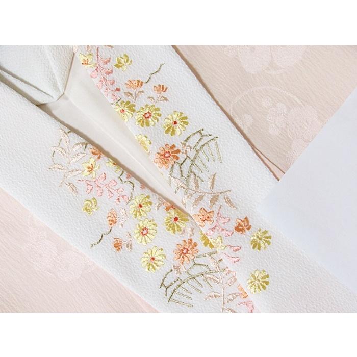 長襦袢 正絹 袷(本仕立て) 刺繍半衿付き 花丸地紋 159cm前後ベスト 