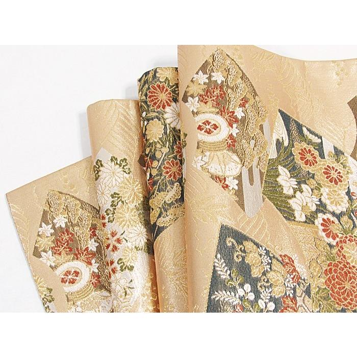 未使用】【錦 袋帯】地紙に吉祥四季花文／ゴールド【美品】 : kimono 