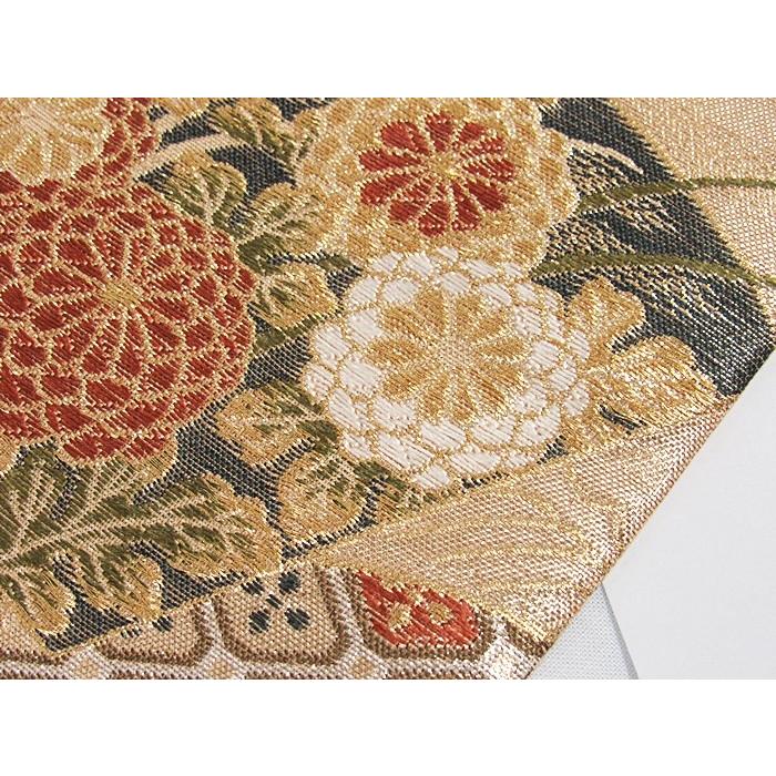 未使用】【錦 袋帯】地紙に吉祥四季花文／ゴールド【美品】 : kimono 