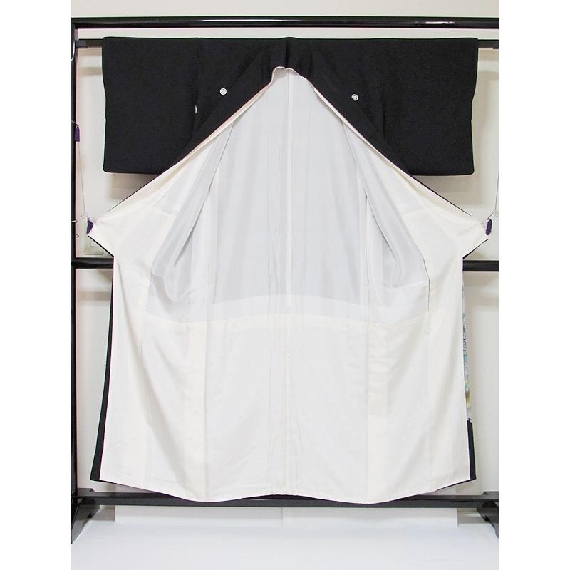 黒留袖 正絹 一越 比翼 京加賀 山水絵図に鶴 154cm前後ベスト 美品  