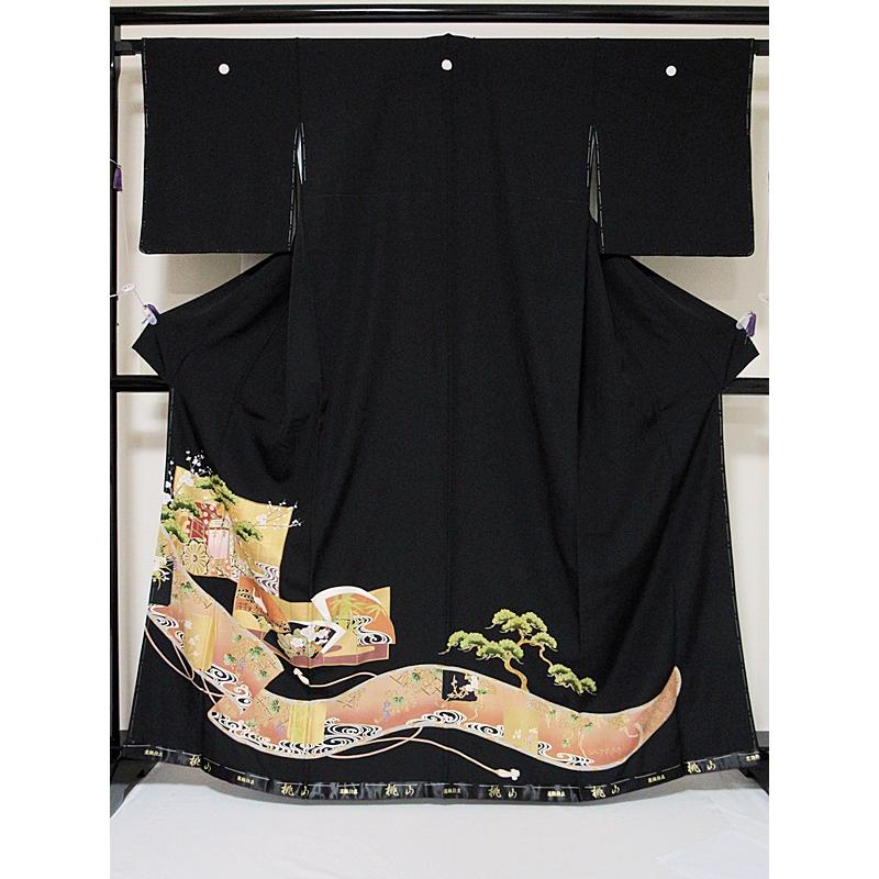 新品 新古 仕付け】黒留袖(石持ち) 仕立上がり 正絹 一越 几帳取りに 