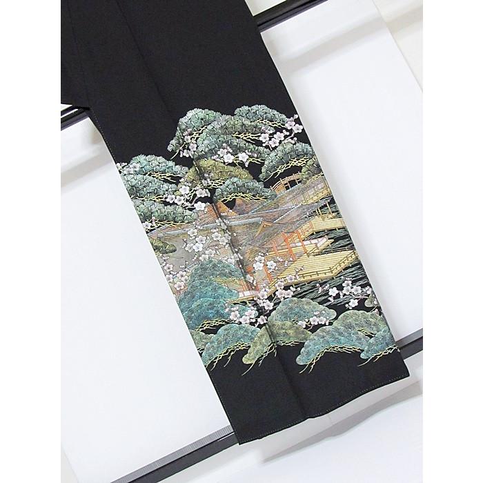 黒留袖 正絹比翼 落款 伝統金彩工芸師 唐渡建作 安芸宮島 153cm前後 