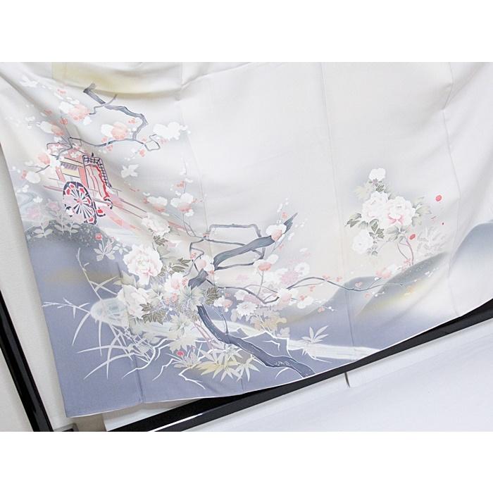 附下げ 袷 刺繍 御所車 梅の木に牡丹 菊 156cm前後ベスト【美品】タグ 