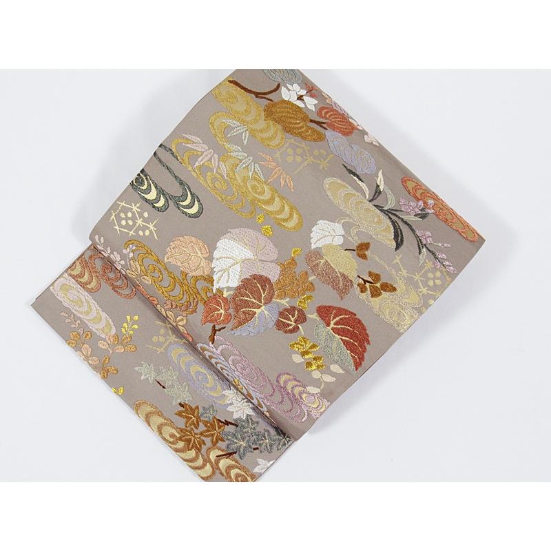 袋帯 手織り 唐織 観世水に秋草花文様 美品 優品 ガード加工済  