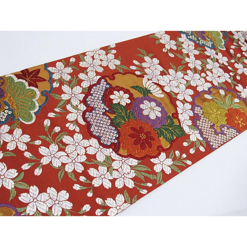 袋帯 唐織 雪輪に吉祥花 櫻 美品 : kimonoマルイチ - 通販 - Yahoo